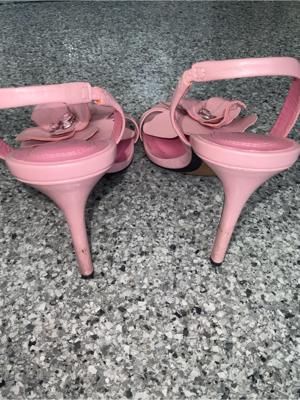 Zara Pink Floral Appliqué Slingback Heels - Picture 3 of 5